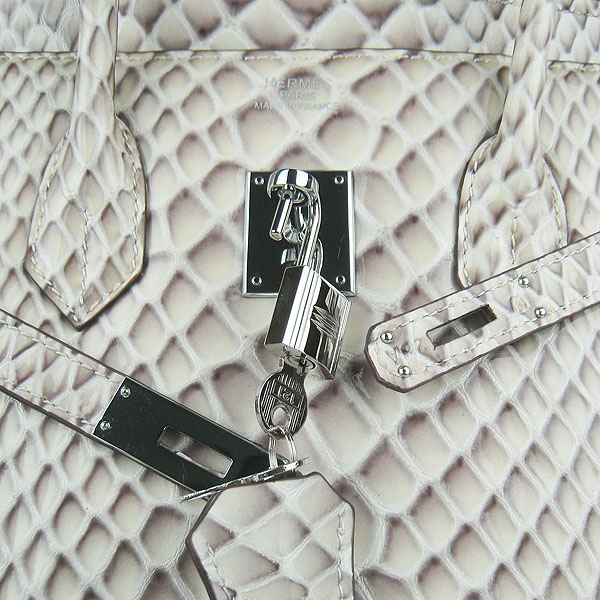 High Quality Fake Hermes Birkin 35CM Fish Veins Leather Bag Cream 6089